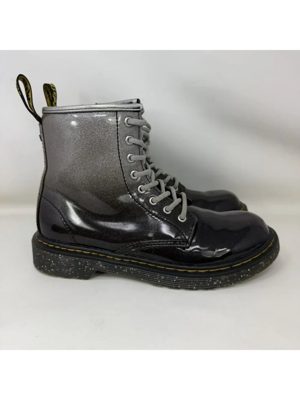 Dr. Martens 1460 Gradient Glitter Patent Leather Boots Black Youth Size 2